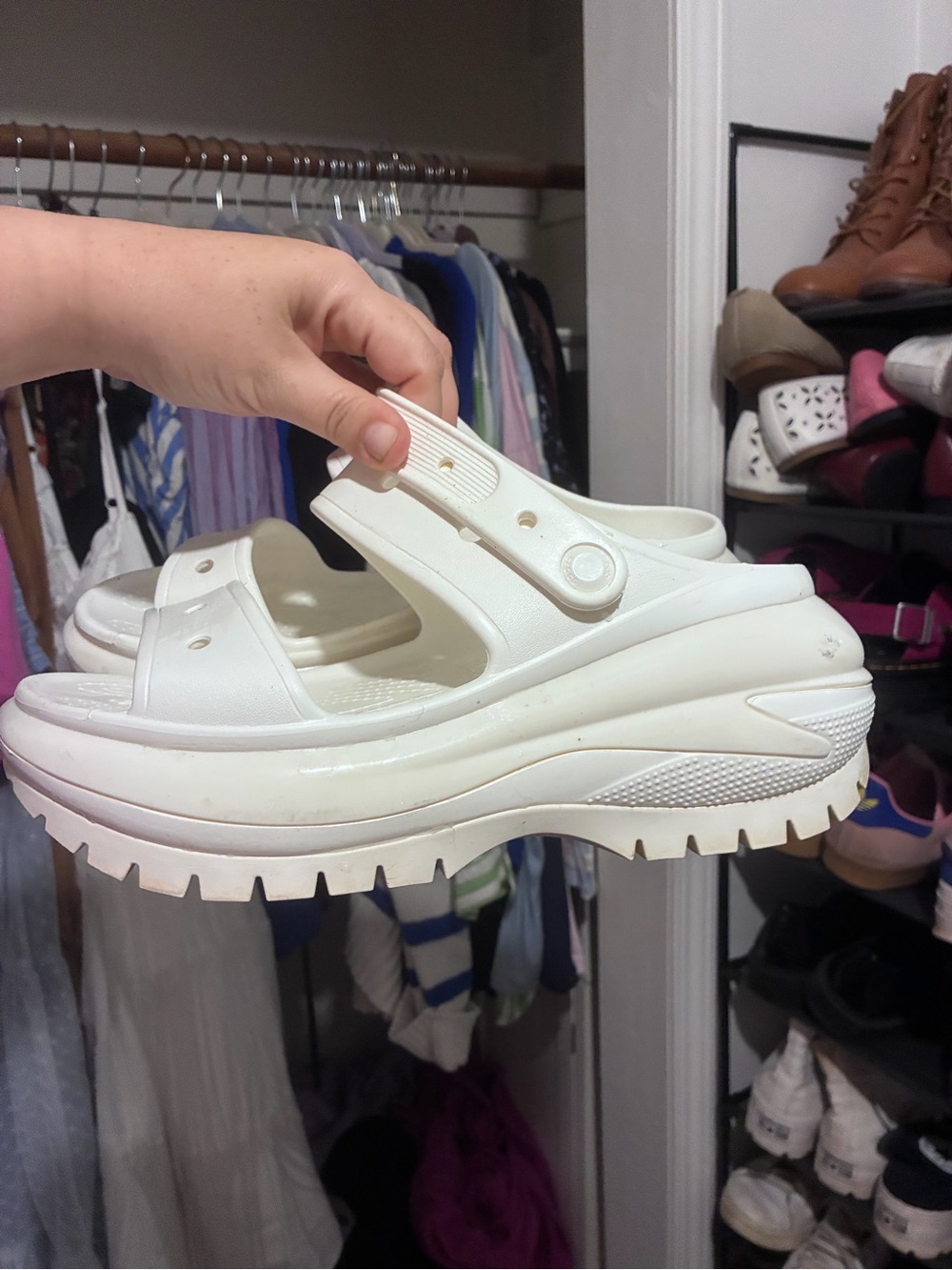 White Crocs Classic Mega Crush